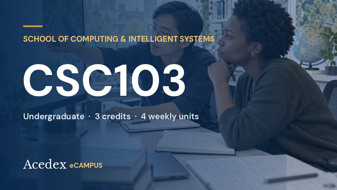 CSC103 Programming for Problem Solving CSC103